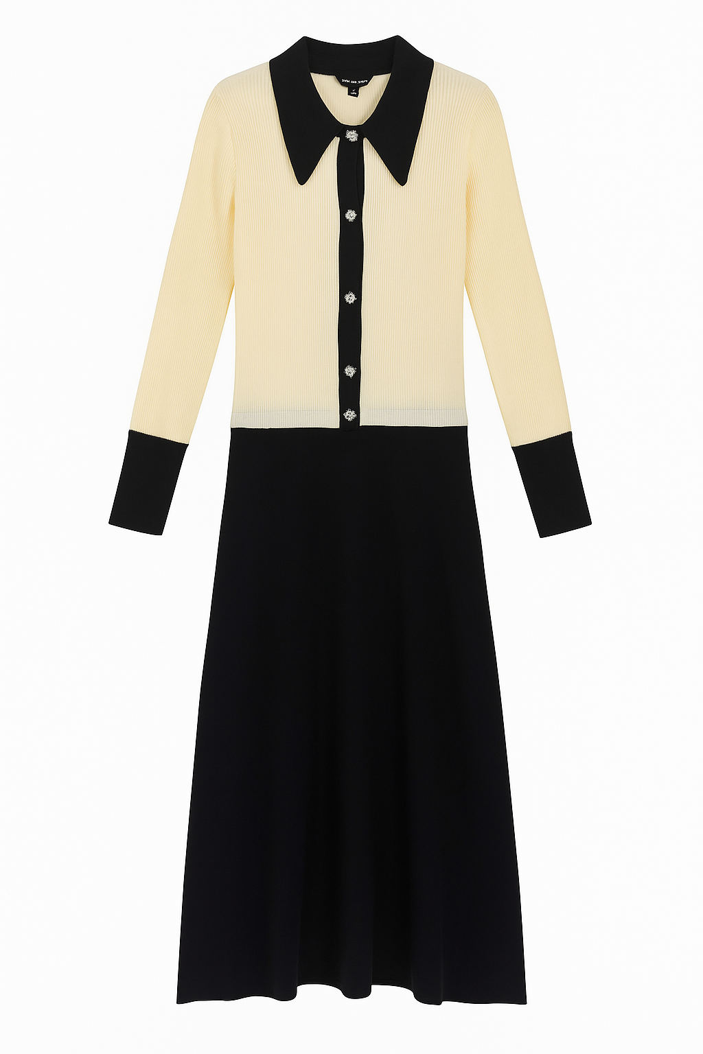 PARIS THREADS KNIT COLLARED PEARL BUTTON DRESS