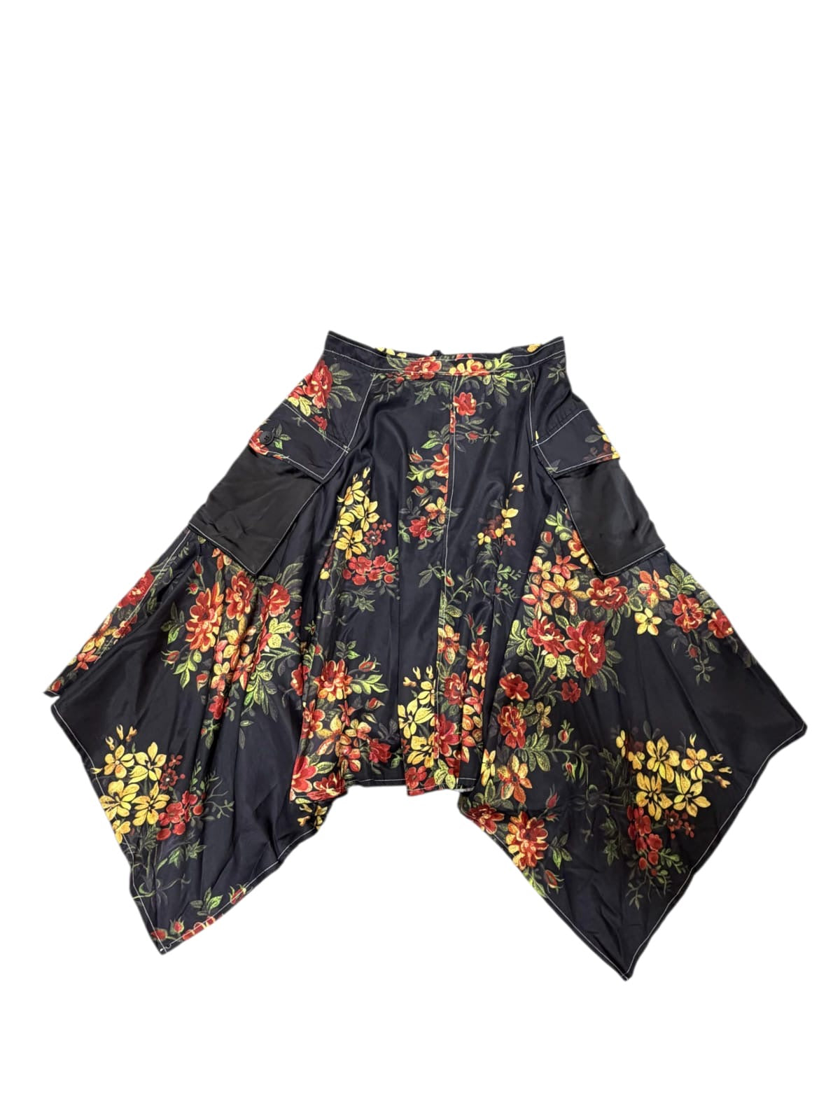 PARIS THREADS FLORAL ASYMMETRICAL TWO POCKET SKIRT