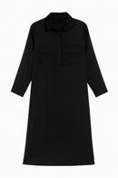 WRONG SIDE OF RIGHT SILKY POCKET DRESS W LEATHER BELT