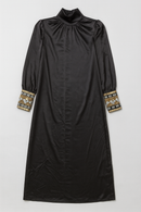 WRONG SIDE OF RIGHT SILKY TURTLNECK DRESS W EMBELLISHED CUFFS