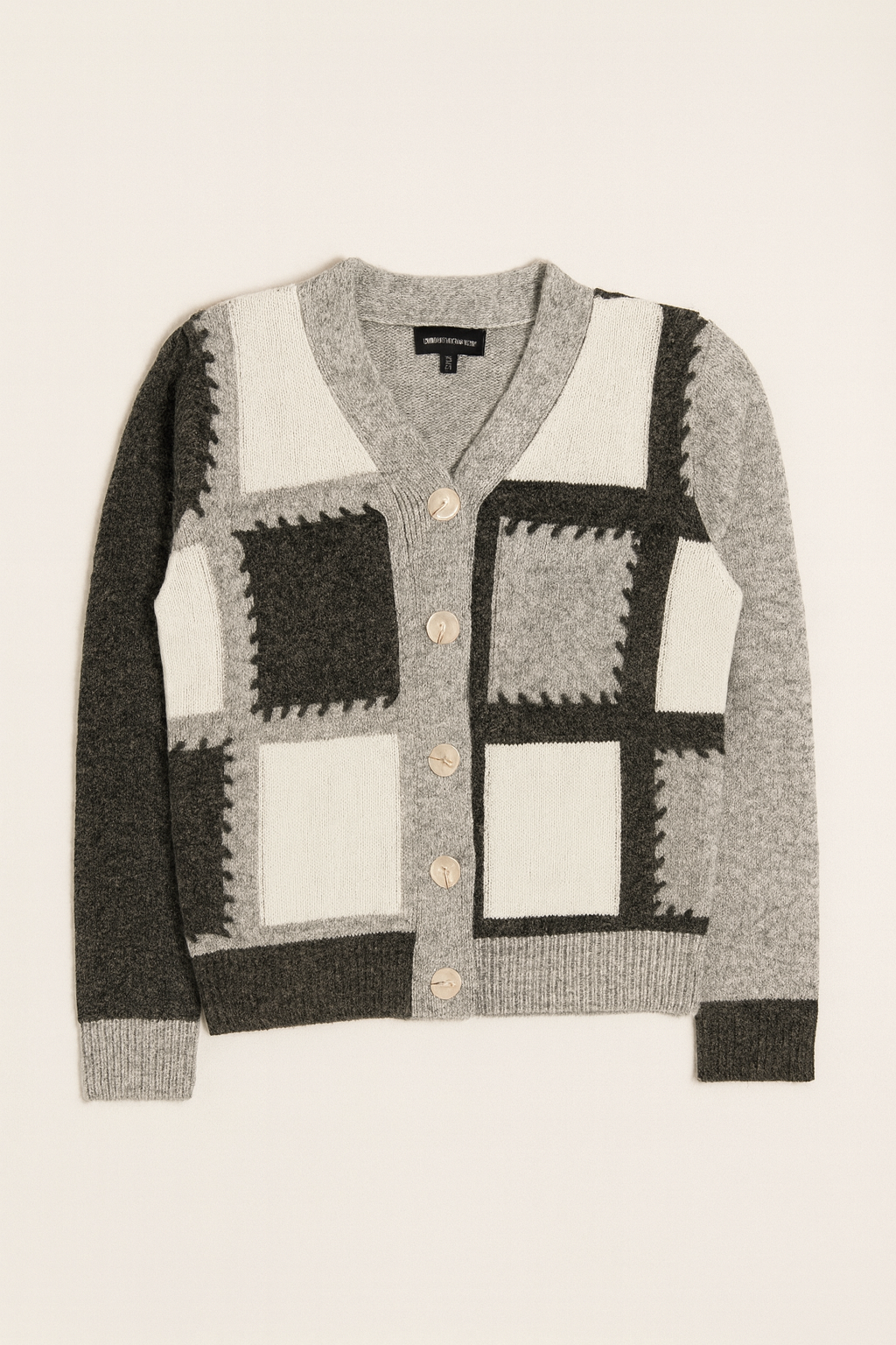 WRONG SIDE OF RIGHT CHECKERED FRONT KNIT CARDI