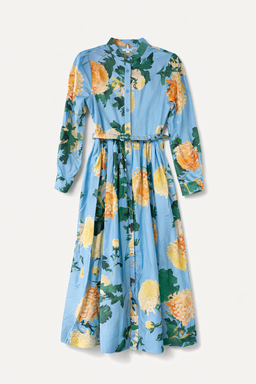 ALEXIA B FLORAL PLEATED BELTED DRESS