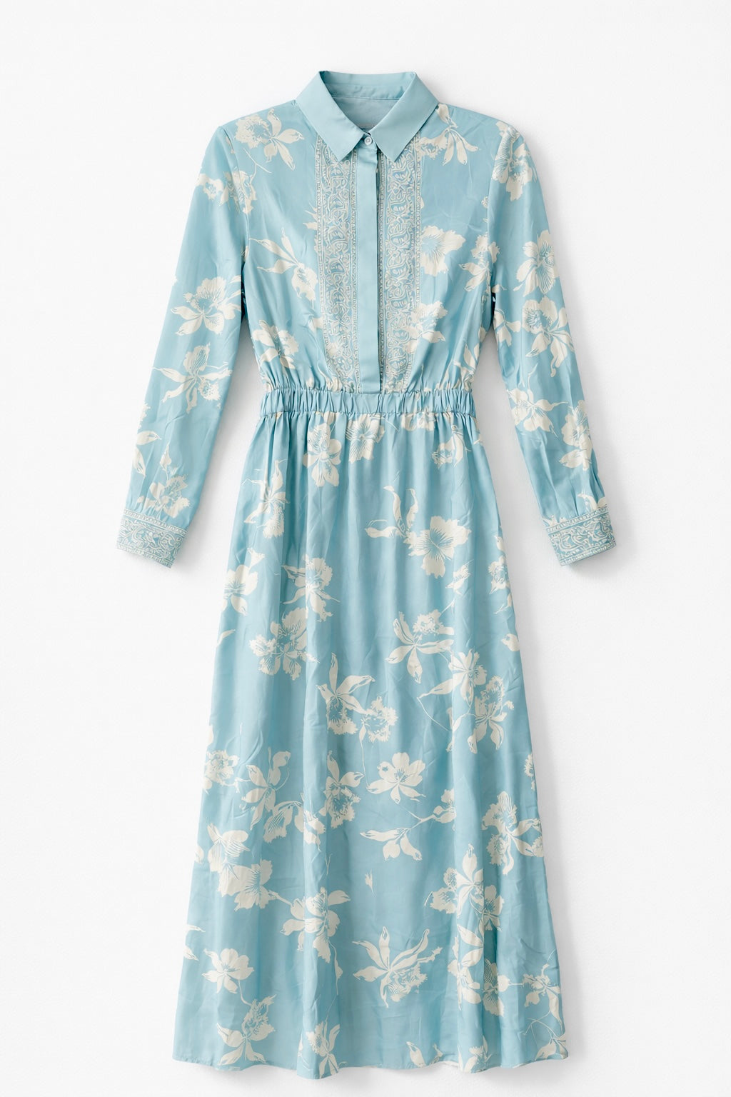 ATTIRE PAISLY FLORAL SCRUNCH-WAISTED DRESS