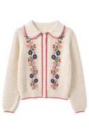 FRENCH MASON COLLARED EMBROIDERED CARDI