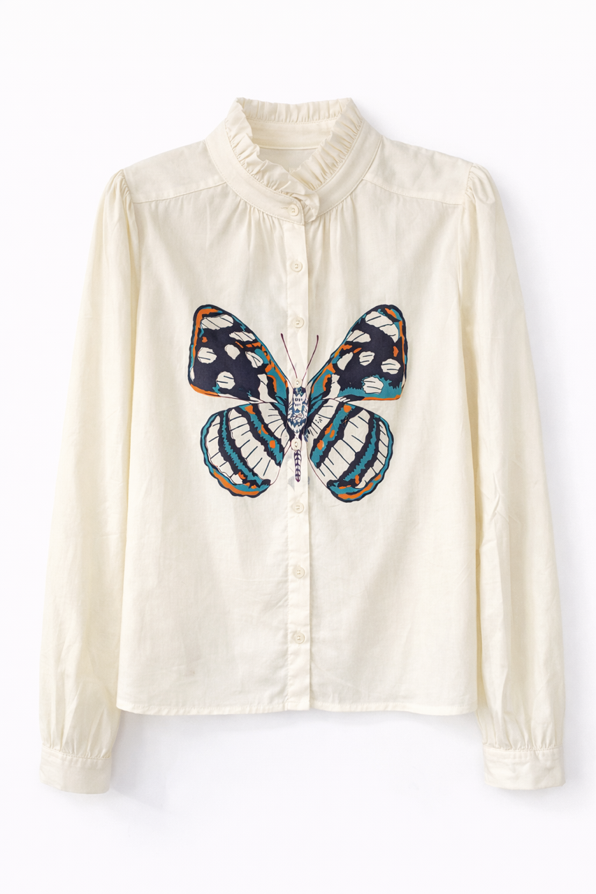PAPER PARACHUTE BUTTONDOWN PRINTED BUTTERFLY CENTER SHIRT