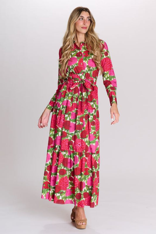 LANGDON TIERED FLORAL BUTTONDOWN DRESS