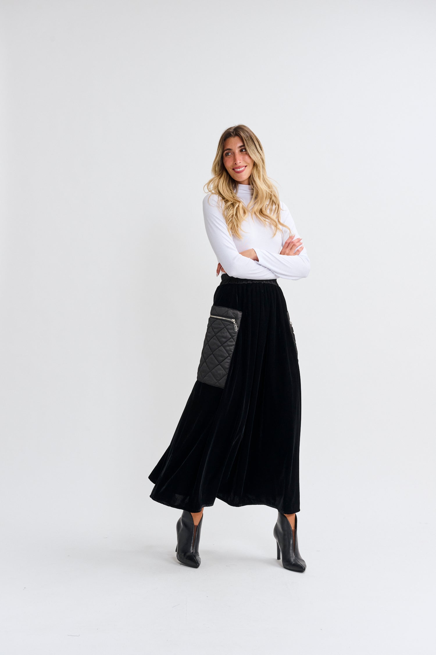 LANGDON VELVET QUILT COMBO SKIRT