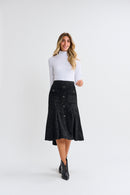 LANGDON FAUX BUTTONDOWN TEXTURED SKIRT