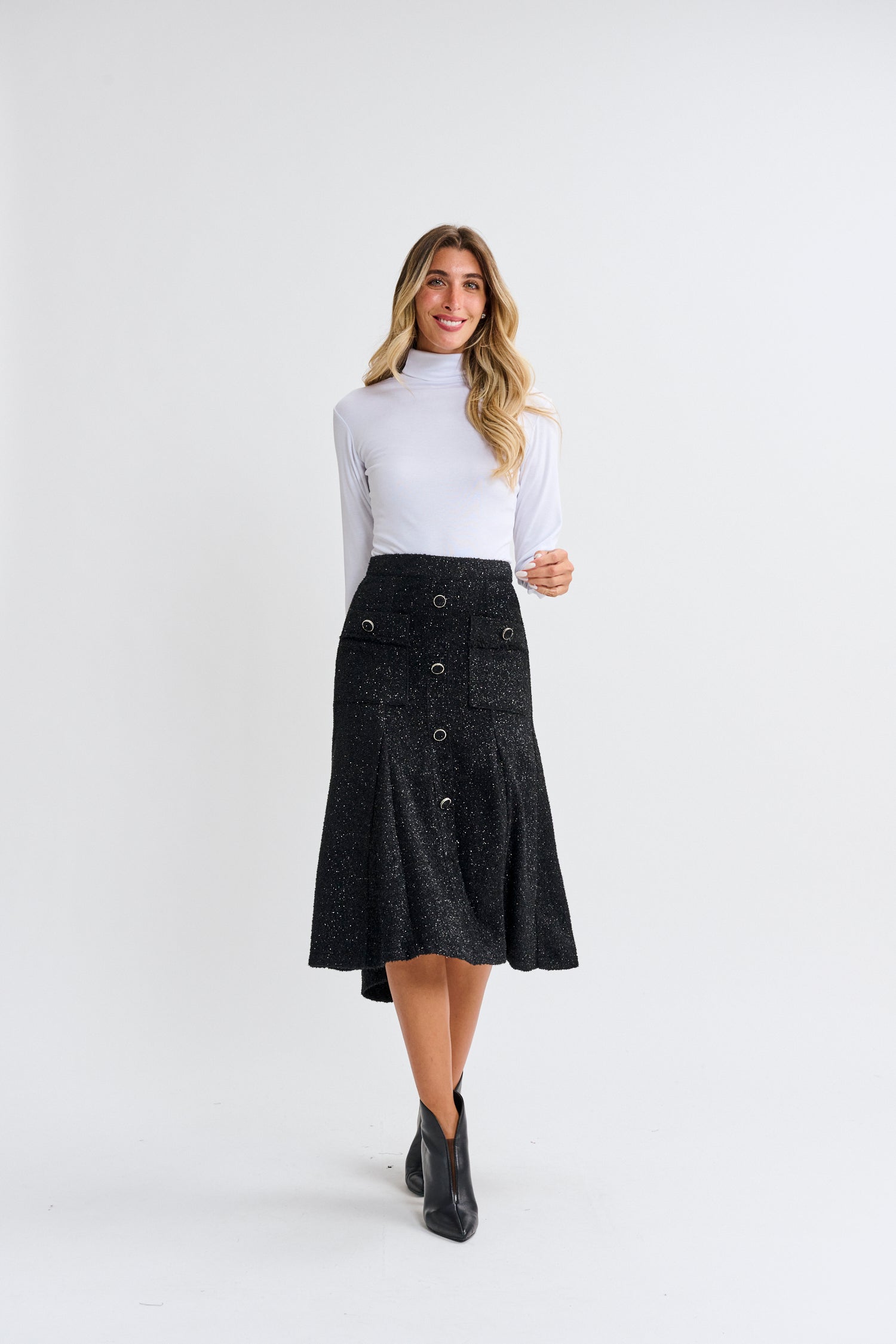 LANGDON FAUX BUTTONDOWN TEXTURED SKIRT