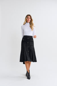 LANGDON FAUX BUTTONDOWN TEXTURED SKIRT
