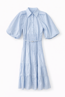 PAPER PARACHUTE SMOCKED TIERED PUFF SLEEVE DRESS