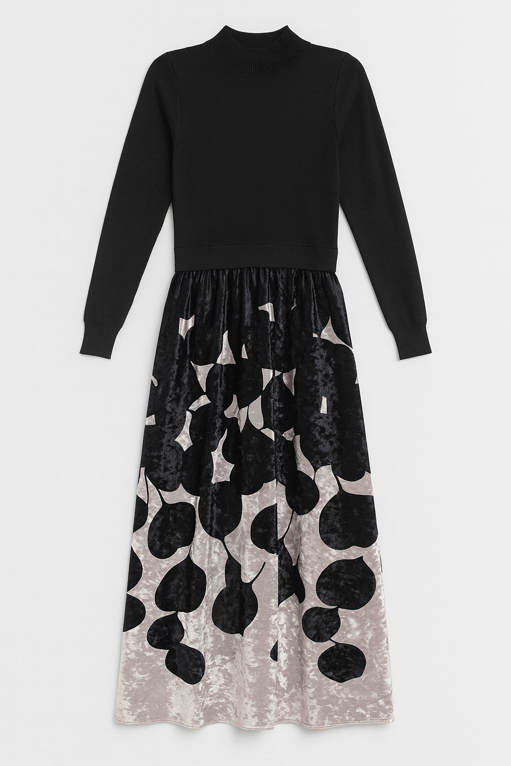WRONG SIDE OF RIGHT VELVET BOTTOM DRESS W KNIT TOP