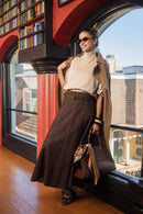 NUE AURELLE ZIP BELTED PANELED DENIM SKIRT
