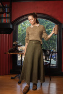 NUE AURELLE ZIP BELTED PANELED DENIM SKIRT
