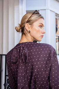 NUE DRAPE POLKA DOT BLOUSE
