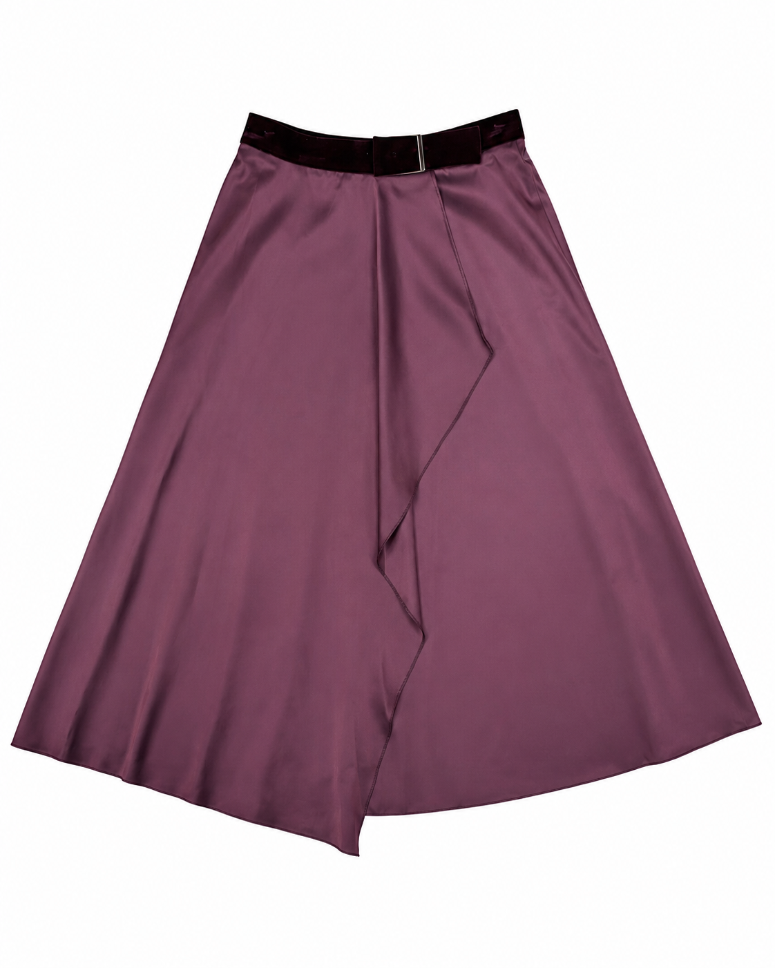 CARLUCCI IRRIDESCENT TAFFETA SKIRT W VELVET BELT