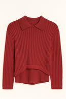 ASPIRE CONTRAST SWEATER KNIT TOP W COLLAR