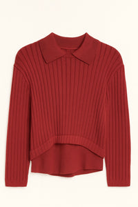 ASPIRE CONTRAST SWEATER KNIT TOP W COLLAR