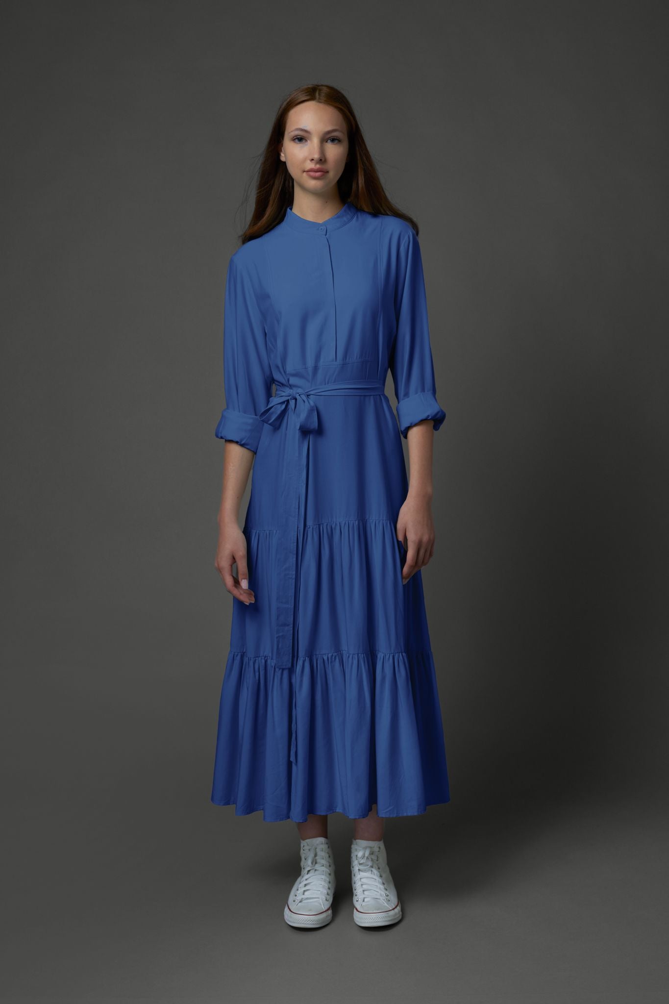 ZAIKAMOYA ROBIN TIERED BELTED DRESS