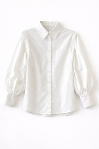 ELLE GREY PLEAT SHOULDER BALLOON SLEEVE TOP