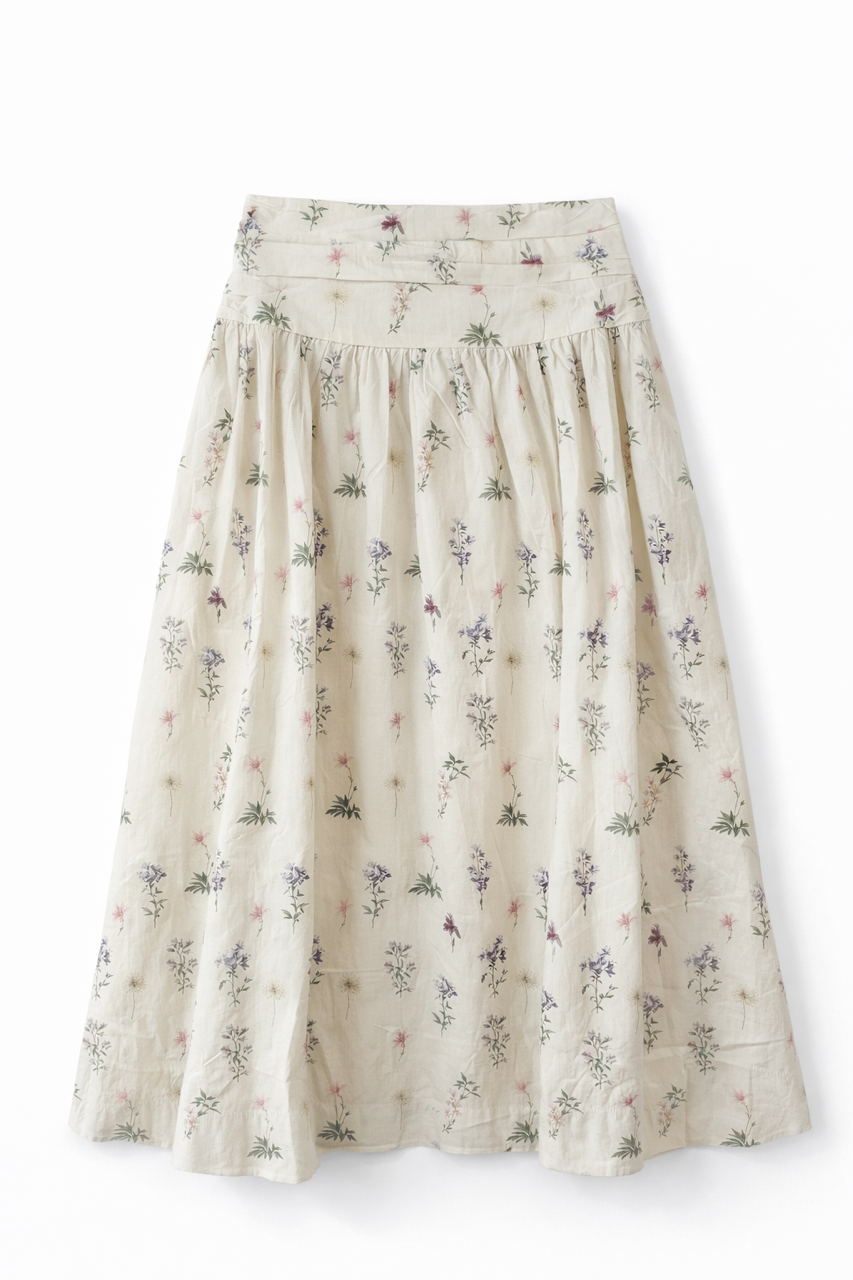AUREUM SHIRRED FLORAL MAXI SKIRT