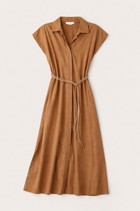 BSL DOLMAN SHORT SLEEVE BELTED BUTTONDOWN DRESS