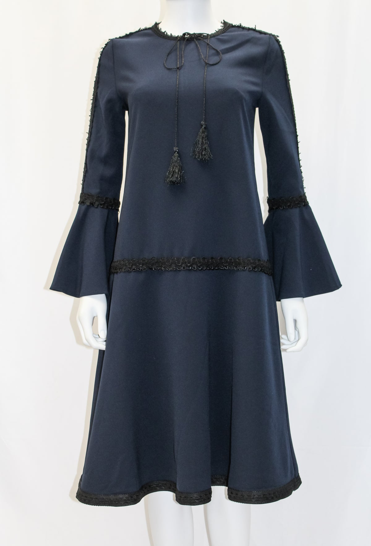 FRENCH MASON WOVEN LOOPS TASSEL DRESS
