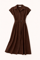 BSL SLEEVELESS BELTED BUTTONDOWN DRESS