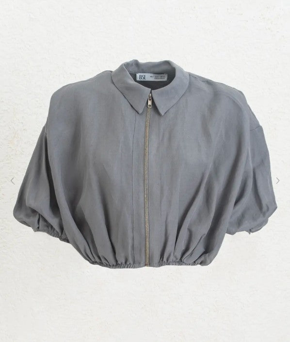 BSL ZIP CROP TOP W COLLAR