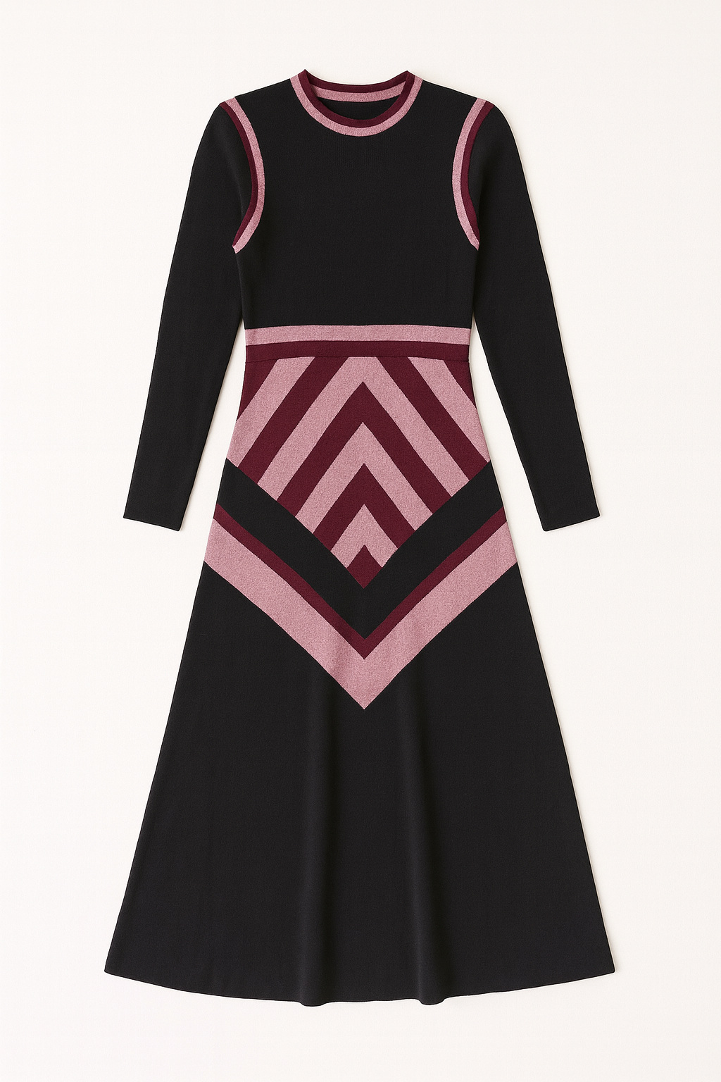 MADISON YOUNG RIBBED KNIT STRIPE DESIGN DRESS