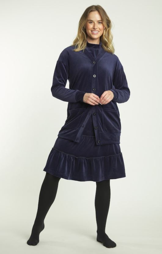 BA6 VELVET 2 TIER SKIRT W BAND & EXPOSED SEAMS