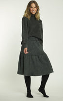 BA6 TURTLENECK DENIM WAFFLE KNIT TOP