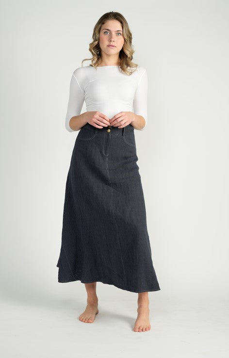 WEEKEND STRIPED MAXI SKIRT W BUTTONS
