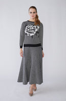 OOTD FRONT FLOWER TOP W BOXED DESIGN SKIRT