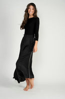 METALLIC CRINKLED SATIN MAXI SKIRT