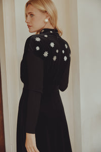 NOIR MIDNIGHT STAR DROPPED SHOULDER SLEEVELESS DRESS
