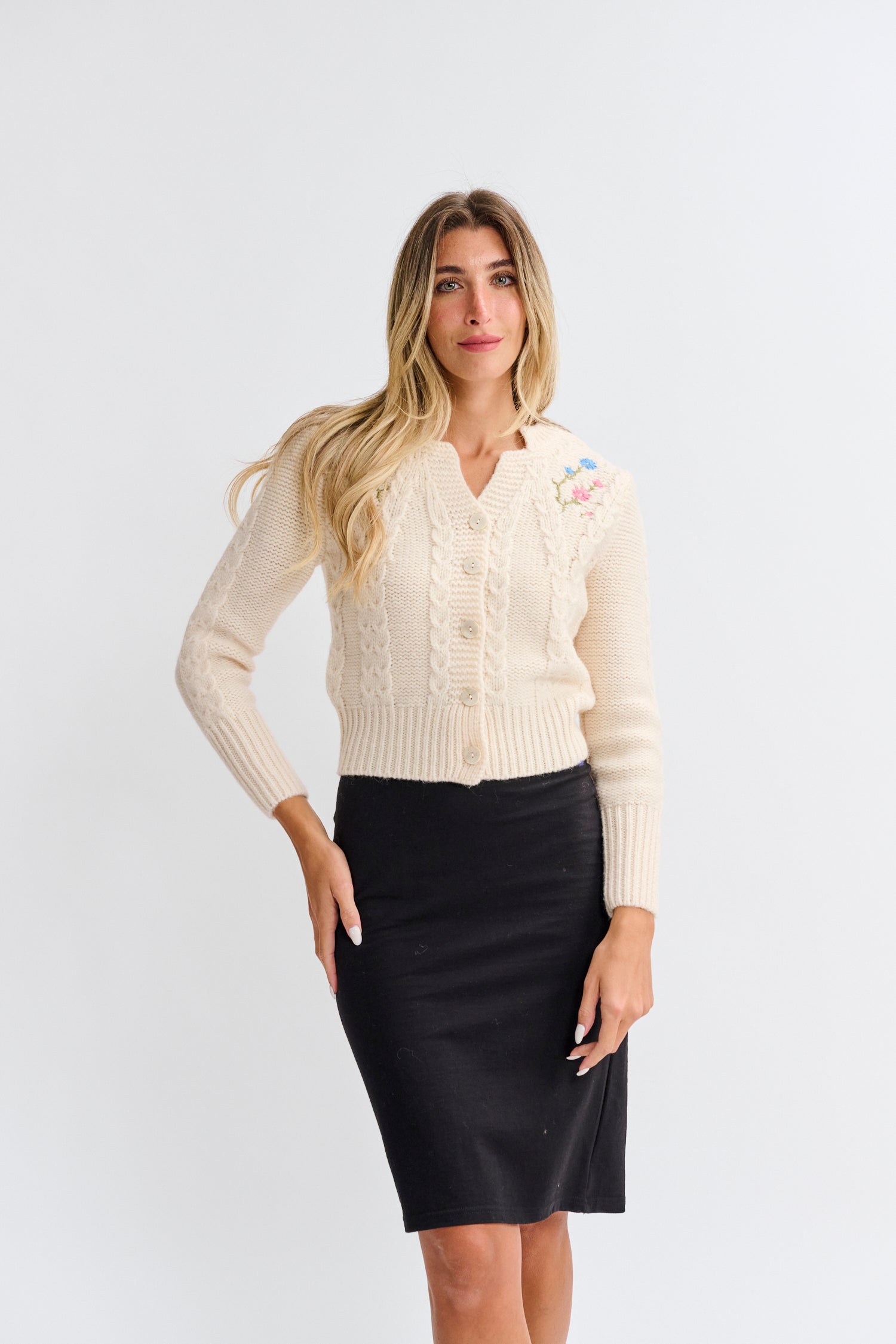 #OOTD CHUNKY CROCHET CARDI W FLORAL DETAIL