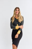 #OOTD BUTTONDOWN SWEATER W COLOR INSERT & CUFFS