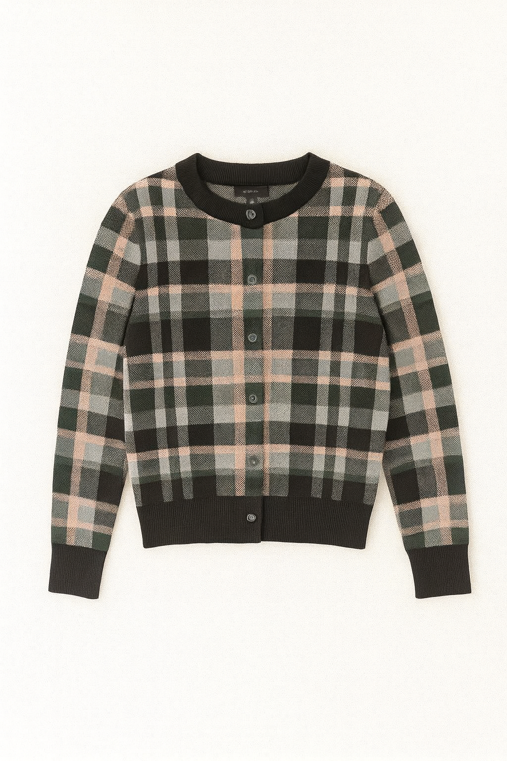 PARIS THREADS CHECKERED THICK CARDIGAN