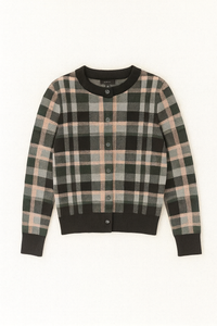 PARIS THREADS CHECKERED THICK CARDIGAN