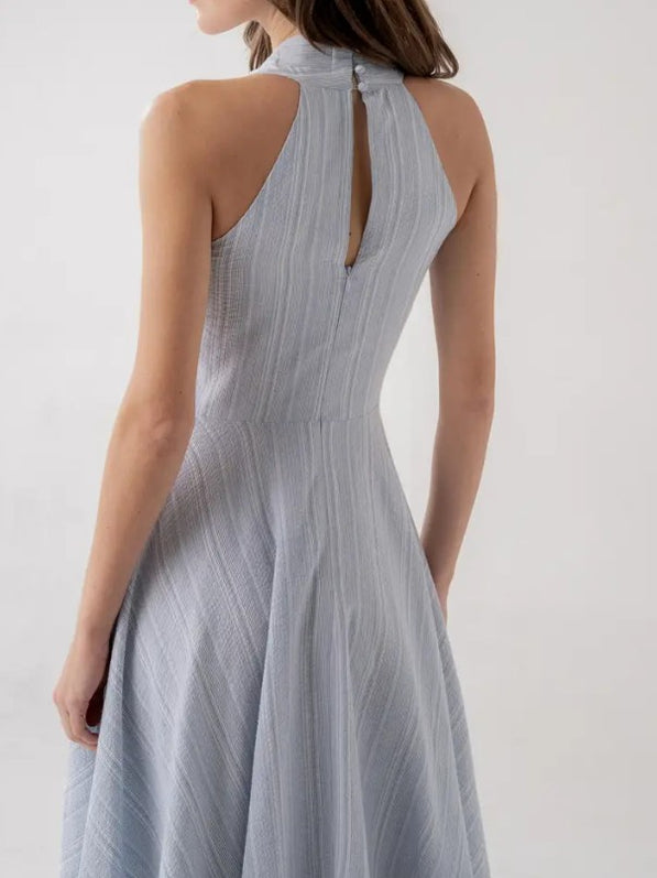 ELLE GREY V-NECK MIDI FLOWY JUMPER