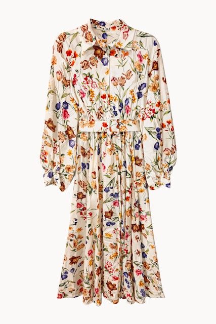 MILIO MILANO FLORAL PRINTED BUTTONDOWN MAXI DRESS