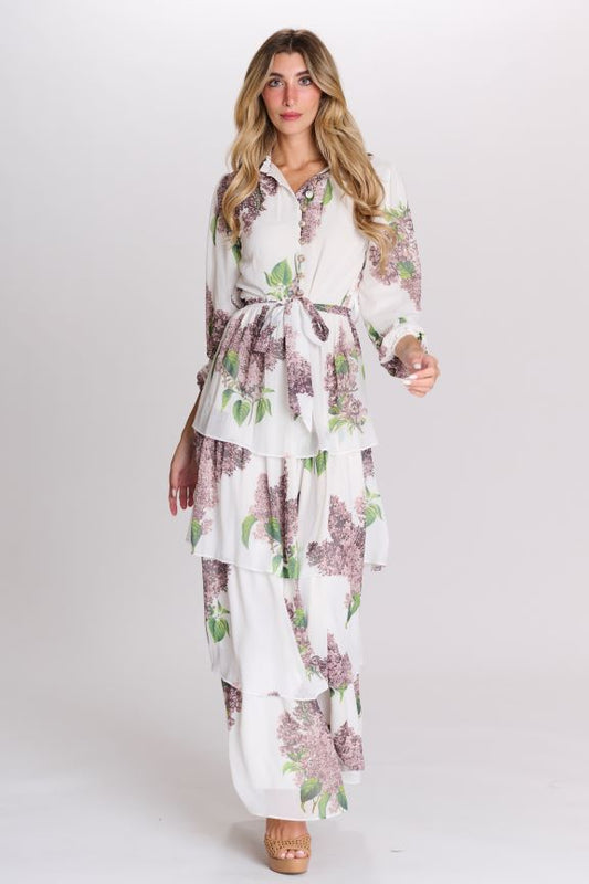 PAPER PARACHUTE HORTENSIA PRINTED DRESS W LAYERS