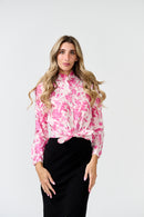 PAPER PARACHUTE RUFFLE NECK FLORAL PRINTED TOP