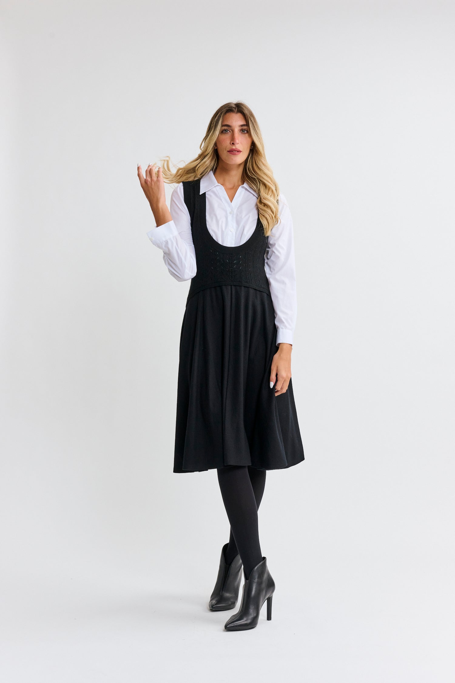 PAPER PARACHUTE SHIRT UNDERLAY VEST DRESS