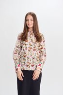 PAPAER PARACHUTE PRINTED BUTTERFLIES BUTTONDOWN SHIRT W COMBO CUFFS