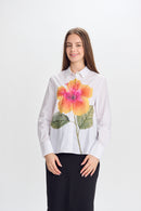 PAPER PARACHUTE BUTTONDOWN SHIRT W PRINTED FLOWER IN CENTER