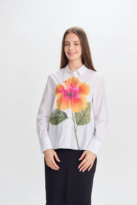 PAPER PARACHUTE BUTTONDOWN SHIRT W PRINTED FLOWER IN CENTER