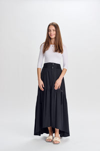 PAPAER PARACHUTE UTILITY MIDI SKIRT W ADJUSTABLE STRAPS AND POCKET
