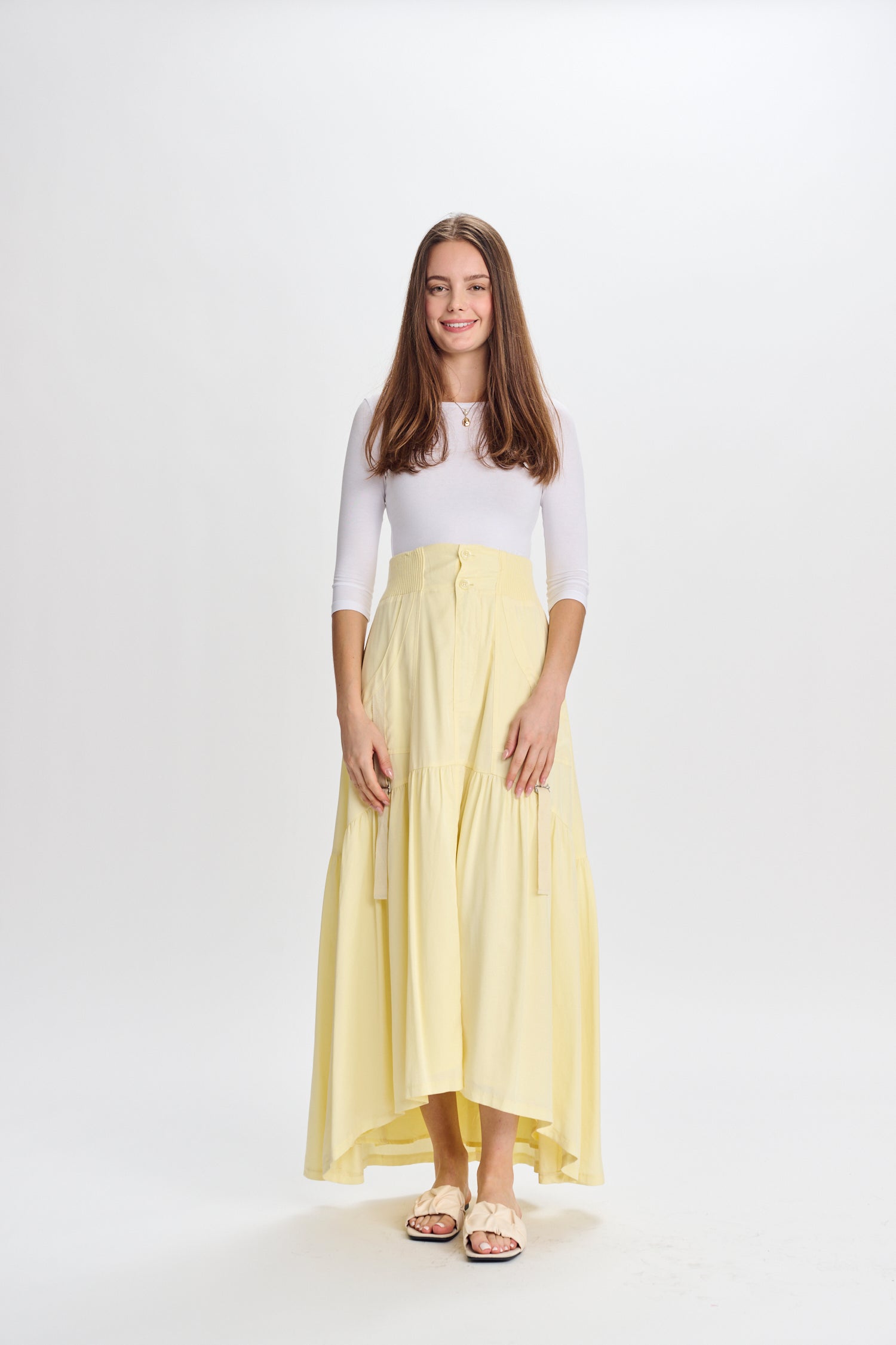 PAPAER PARACHUTE UTILITY MIDI SKIRT W ADJUSTABLE STRAPS AND POCKET